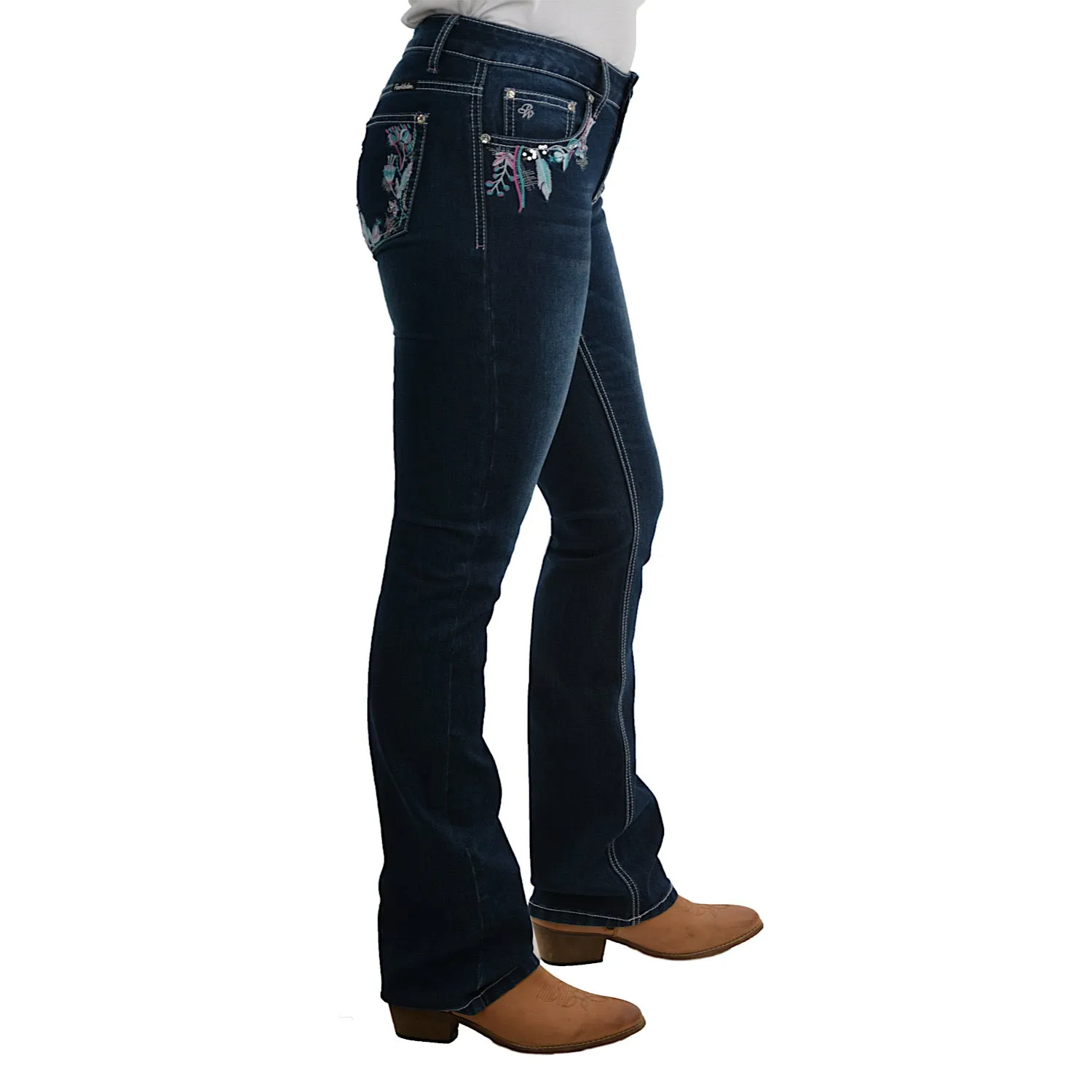 Pure Western Womens Madison Boot Cut Jean 32" Leg Midnight