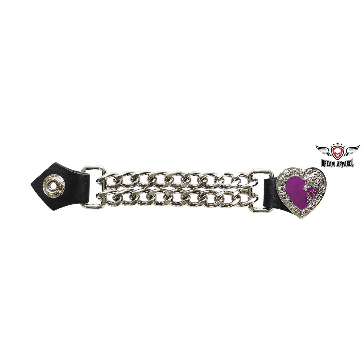 Purple Chrome Heart and Rose Vest Extender