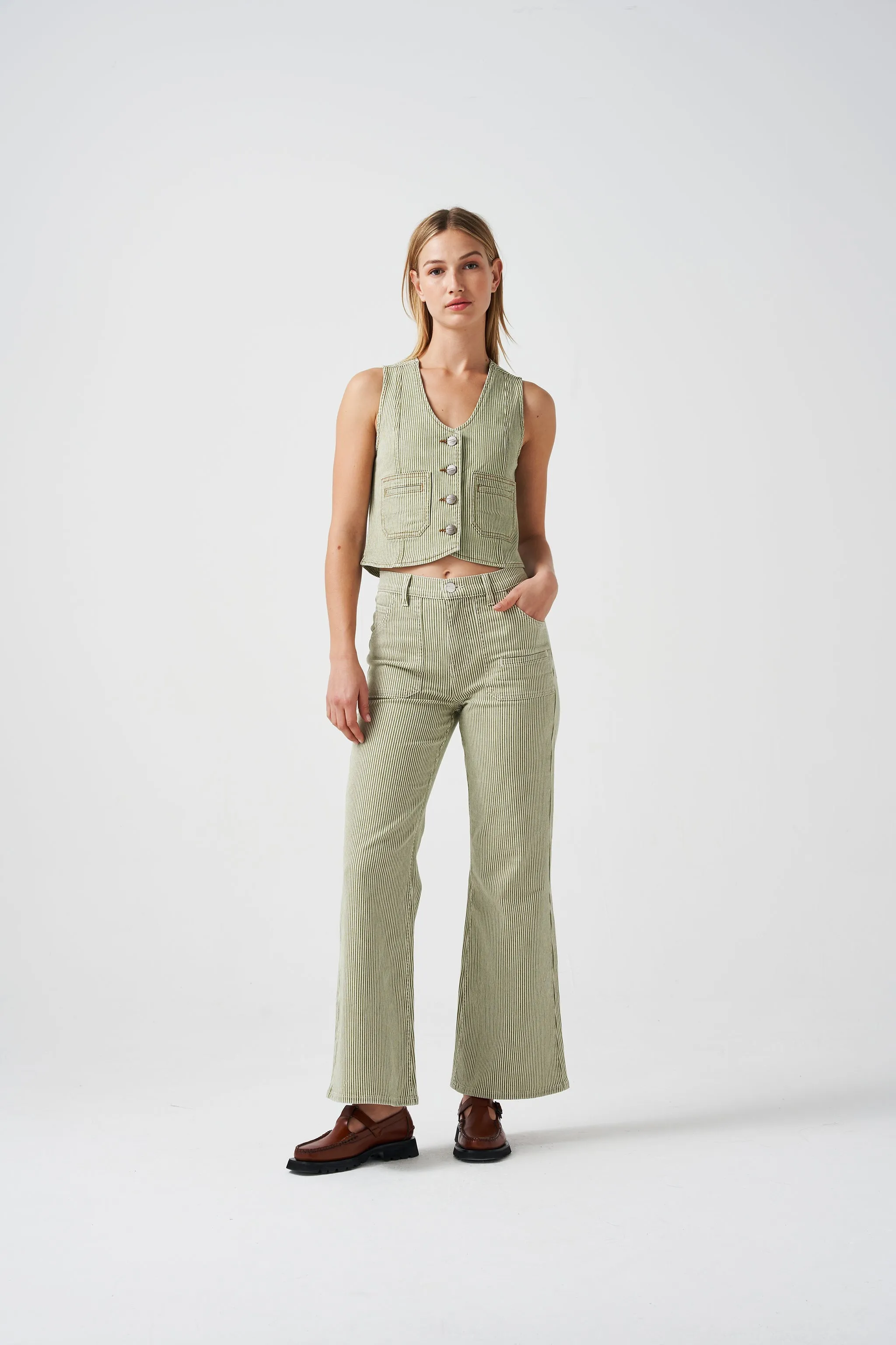 Queenie Jean in Khaki Stripe