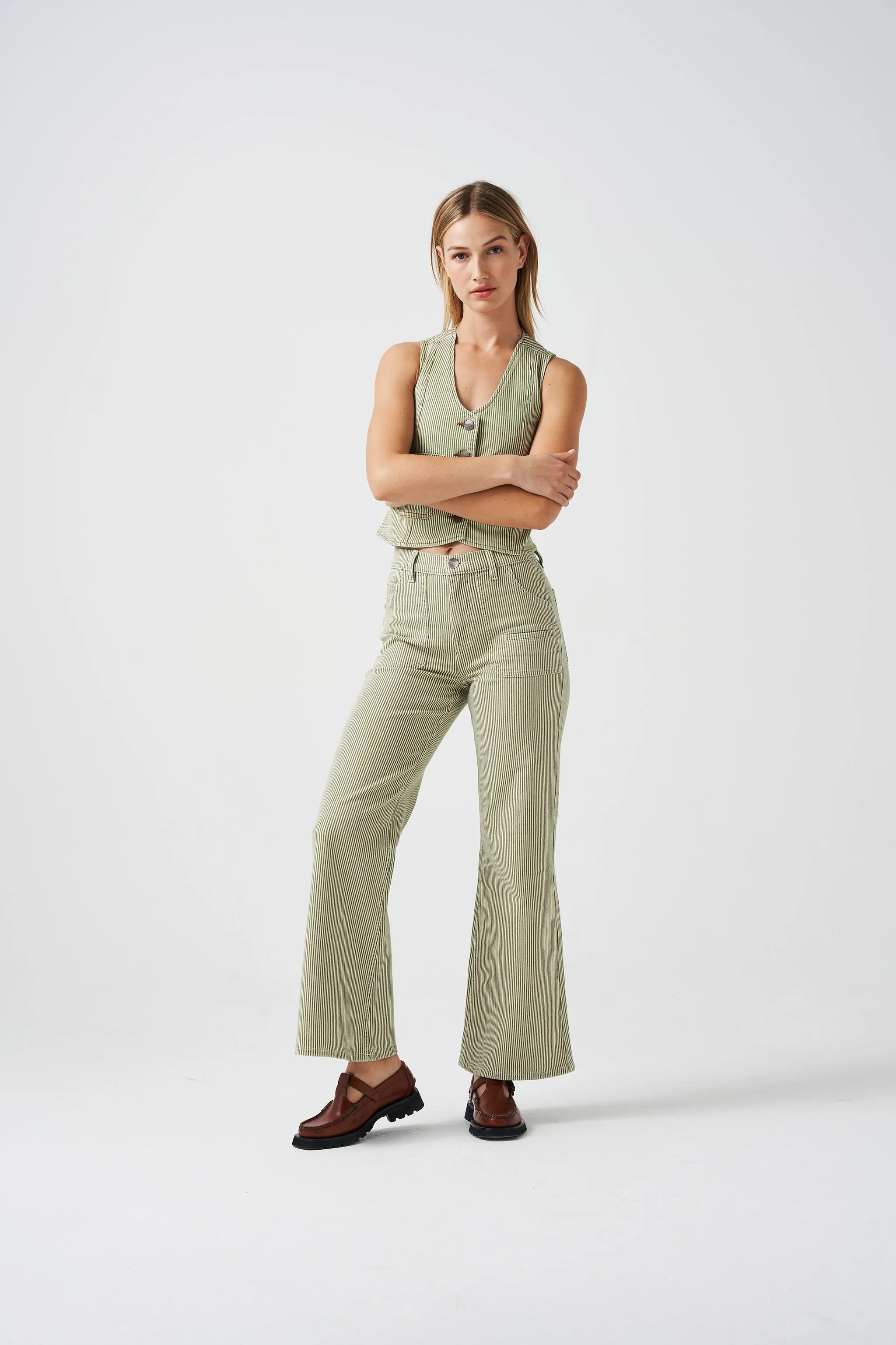 Queenie Jean in Khaki Stripe