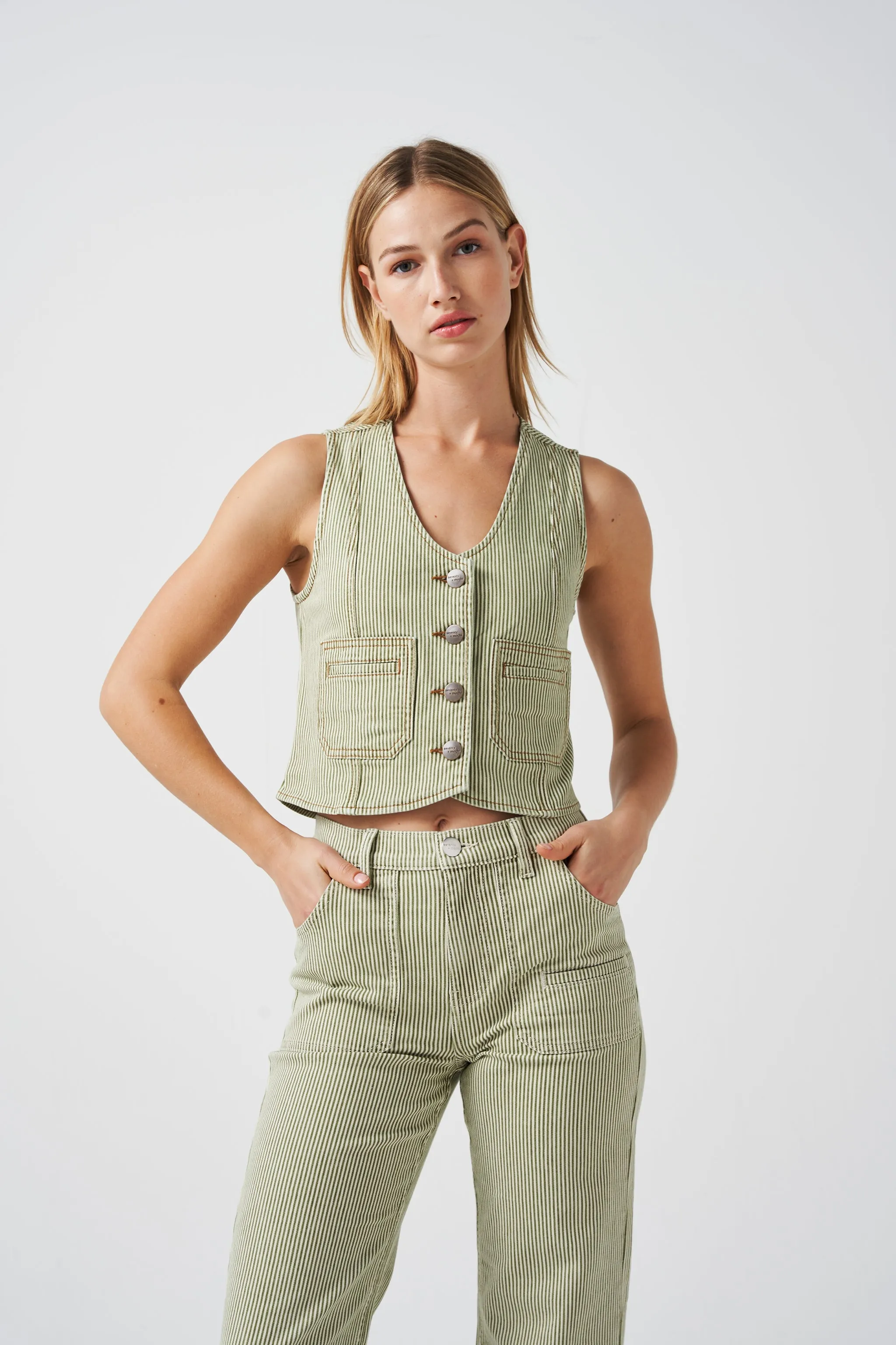 Queenie Jean in Khaki Stripe