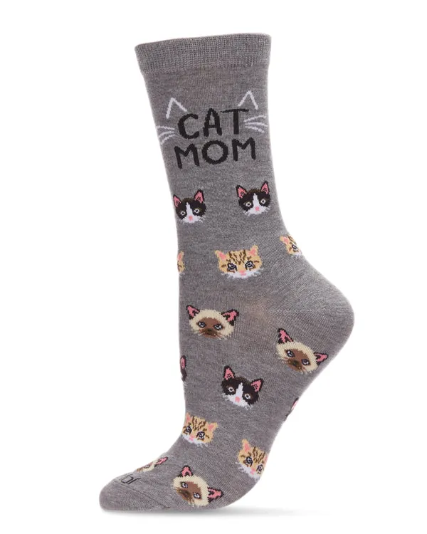 "Cat Mom" Crew Bamboo Socks by Me Moí