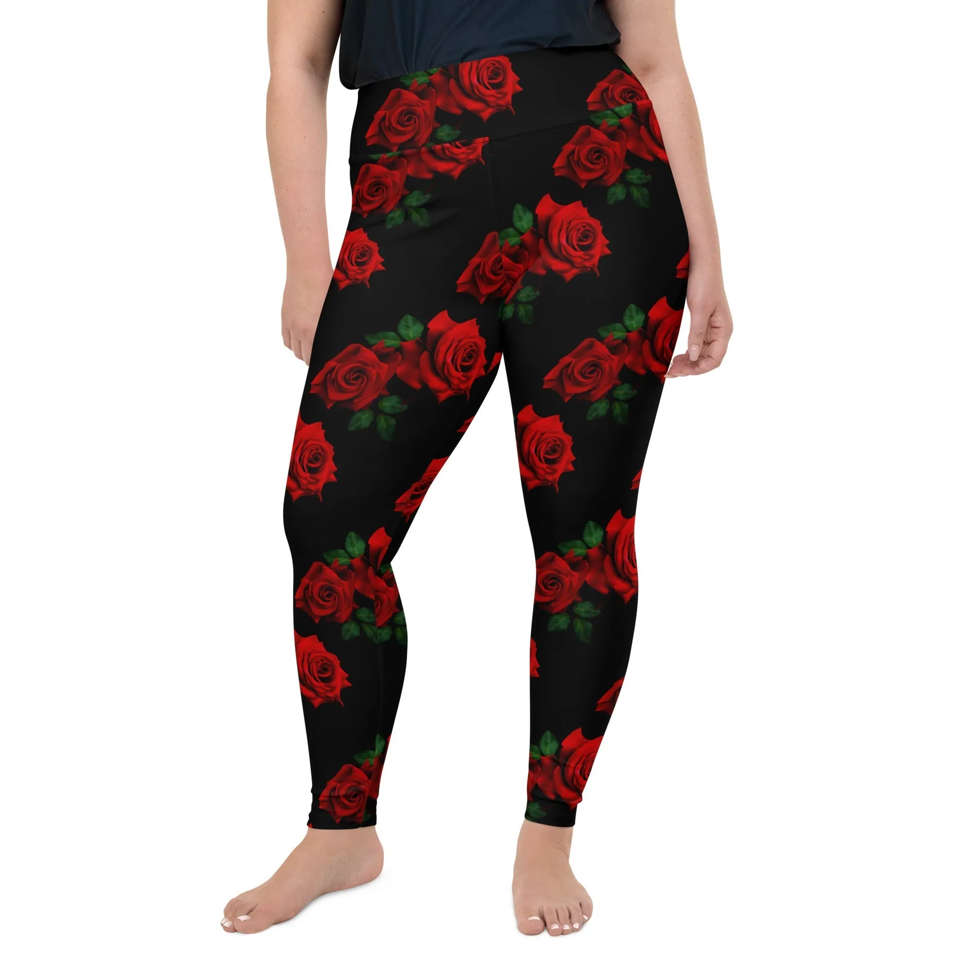 Red Roses Plus Size Leggings