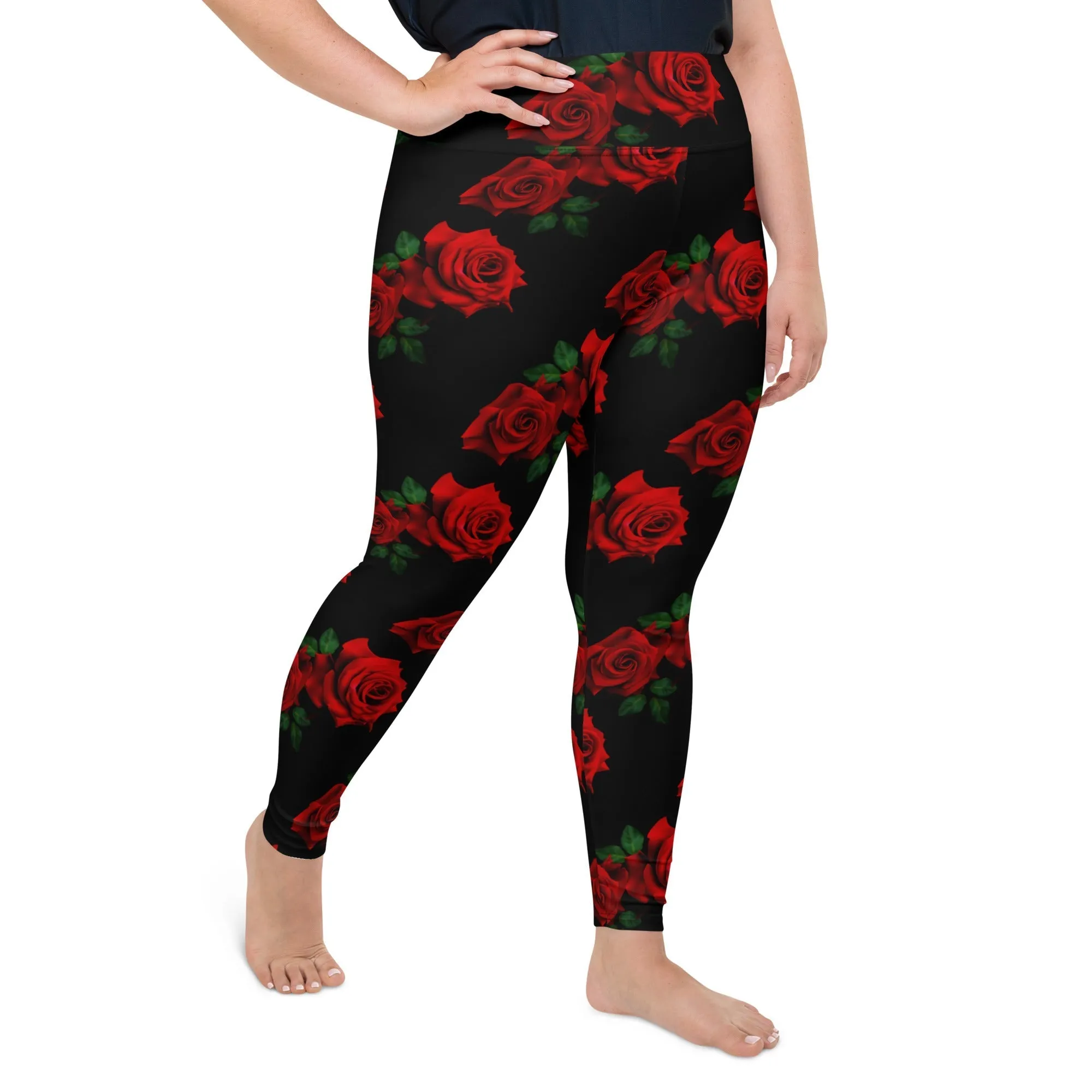 Red Roses Plus Size Leggings