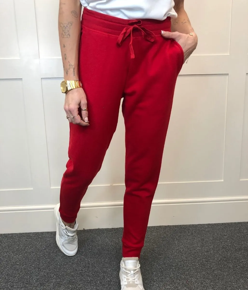 Red Soft Fleece Cuffed Joggers