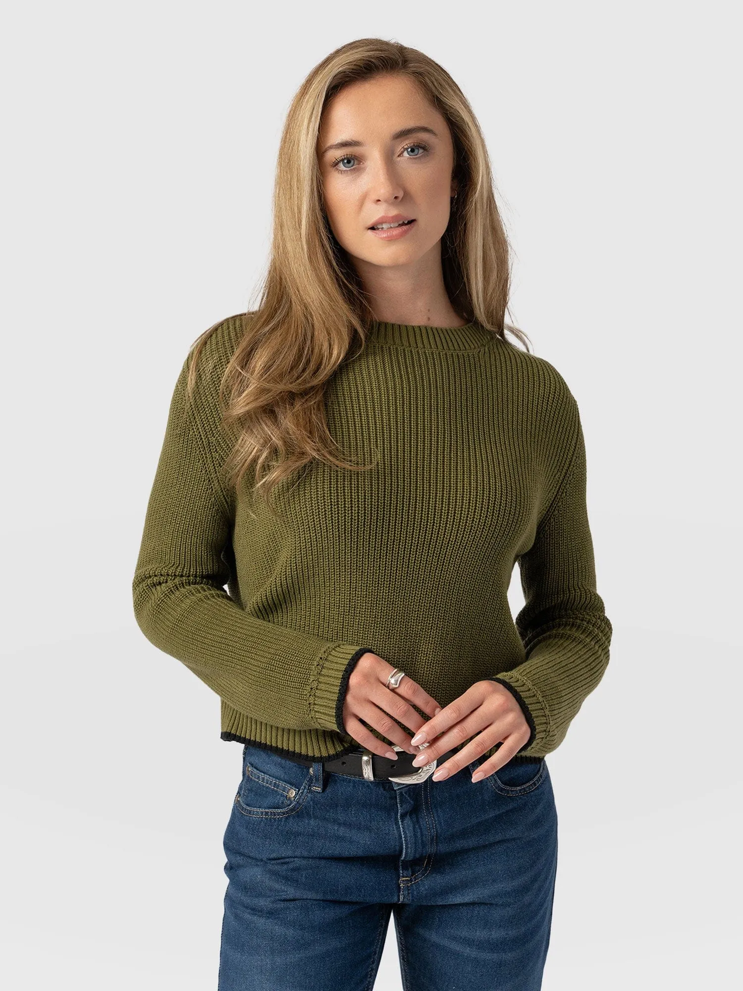 Remy Crop Sweater - Khaki