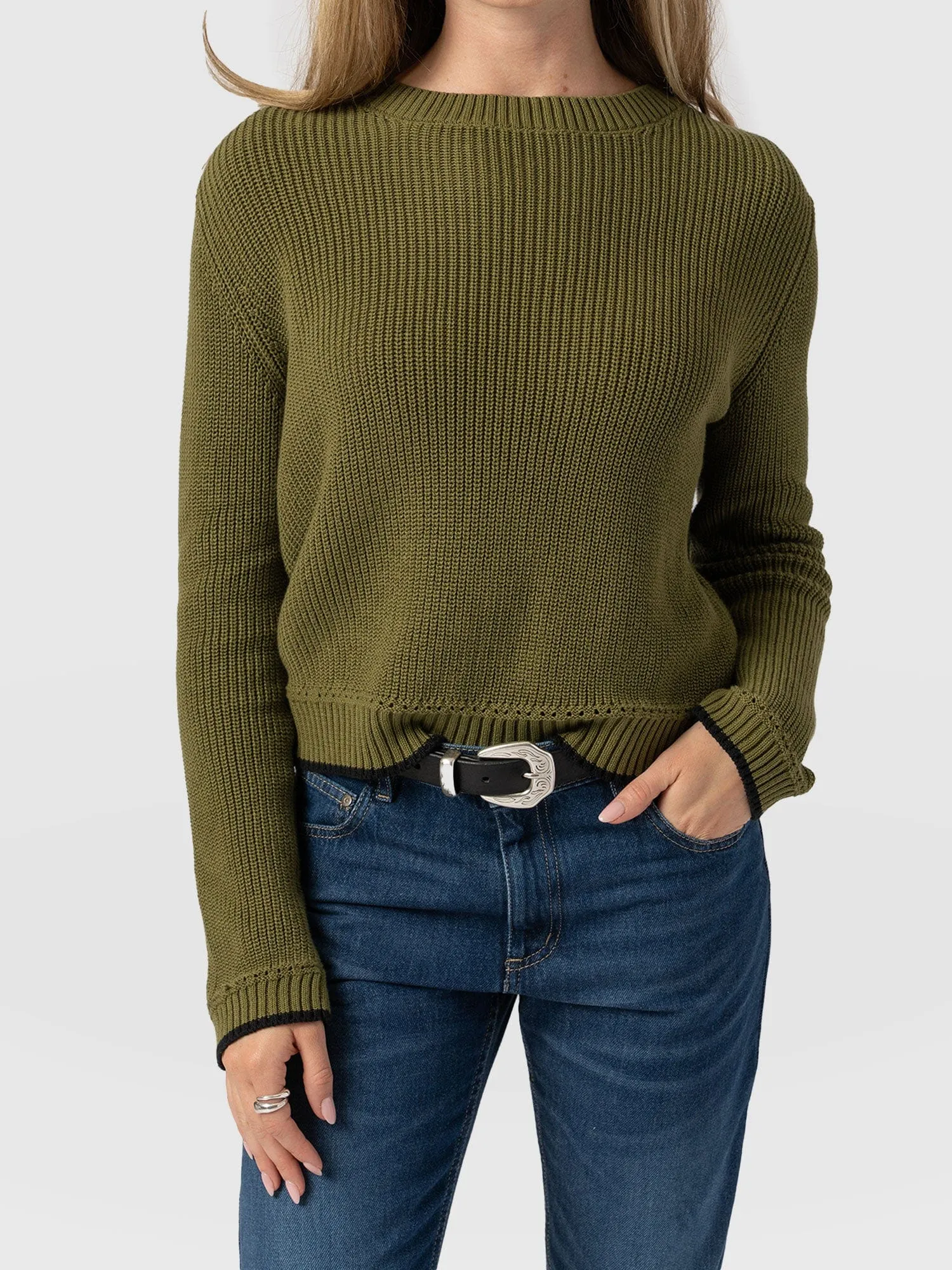 Remy Crop Sweater - Khaki