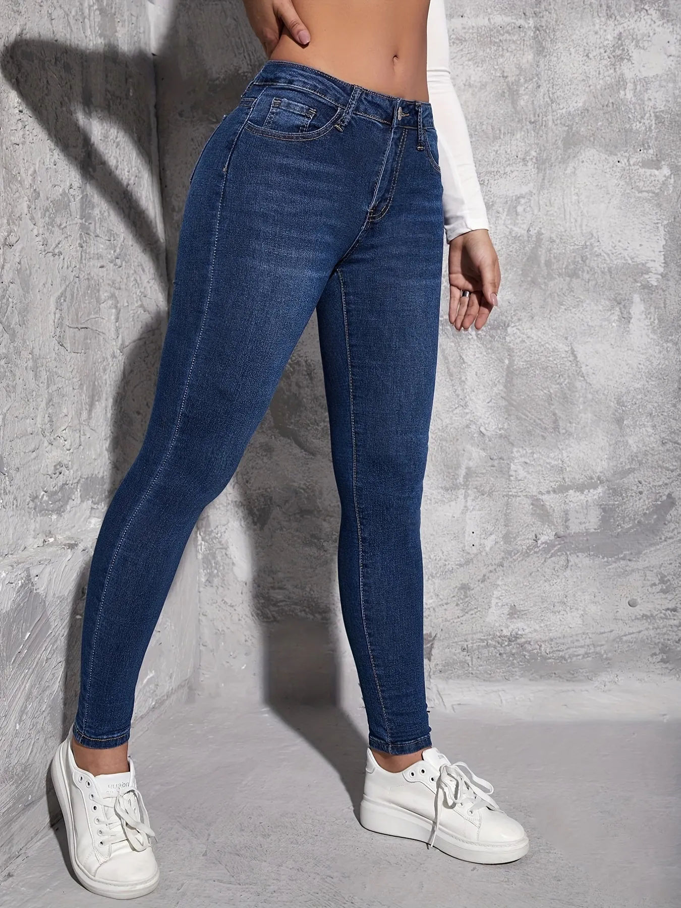 Retro Stretchy Flaxen Skinny Jeans for Women