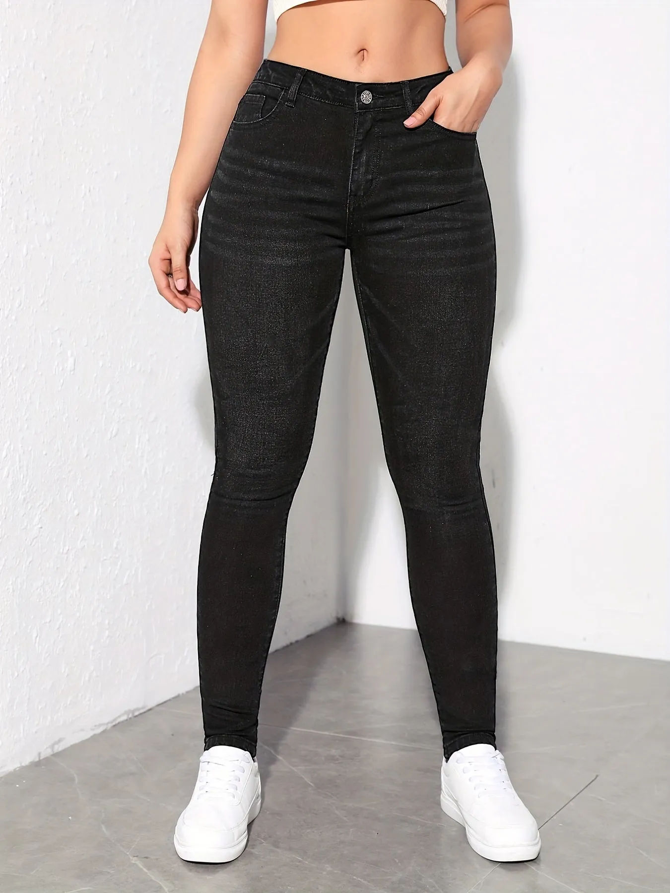 Retro Stretchy Flaxen Skinny Jeans for Women