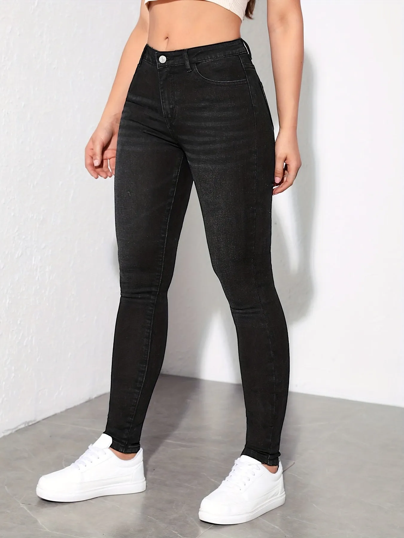 Retro Stretchy Flaxen Skinny Jeans for Women