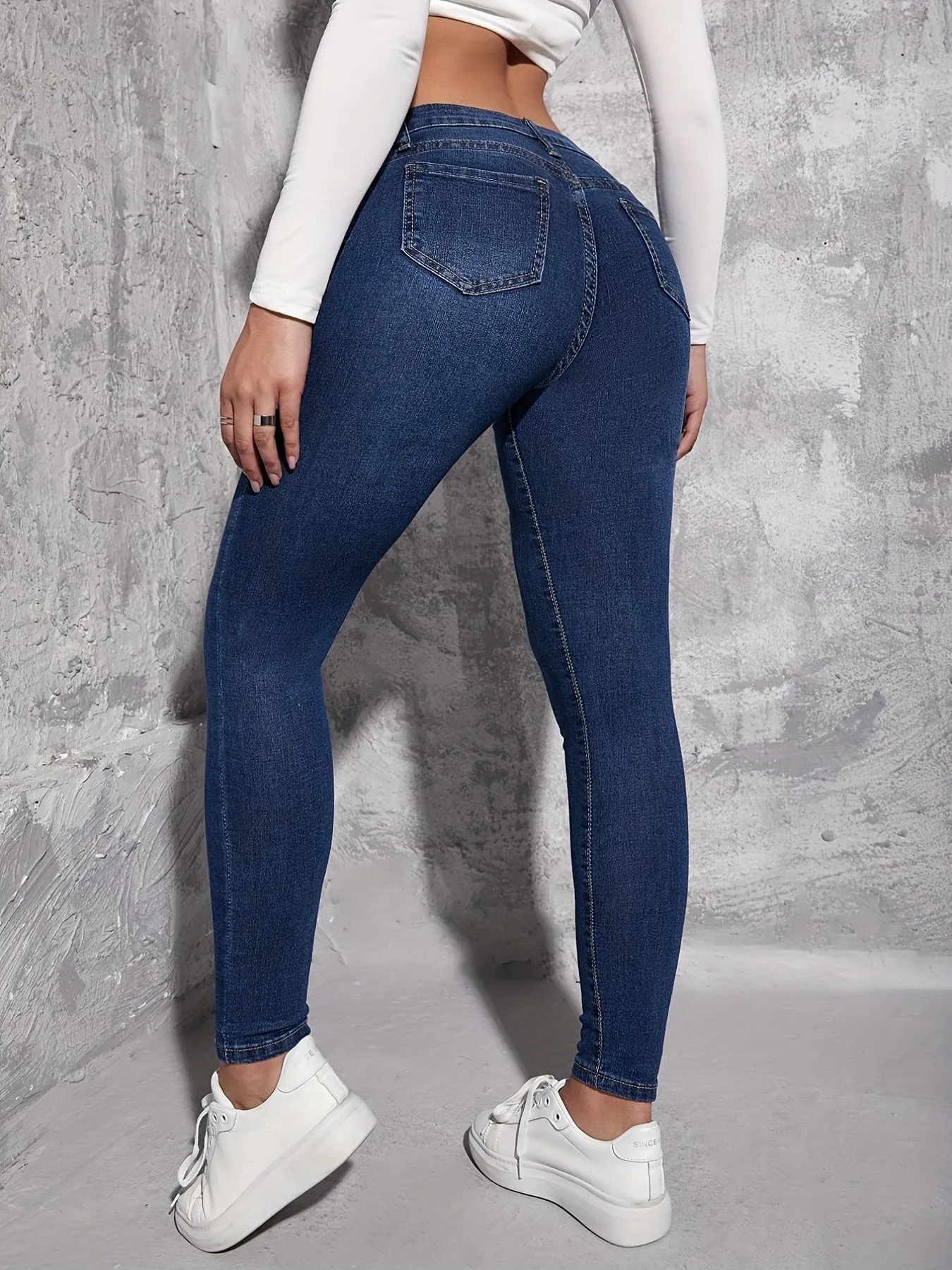 Retro Stretchy Flaxen Skinny Jeans for Women