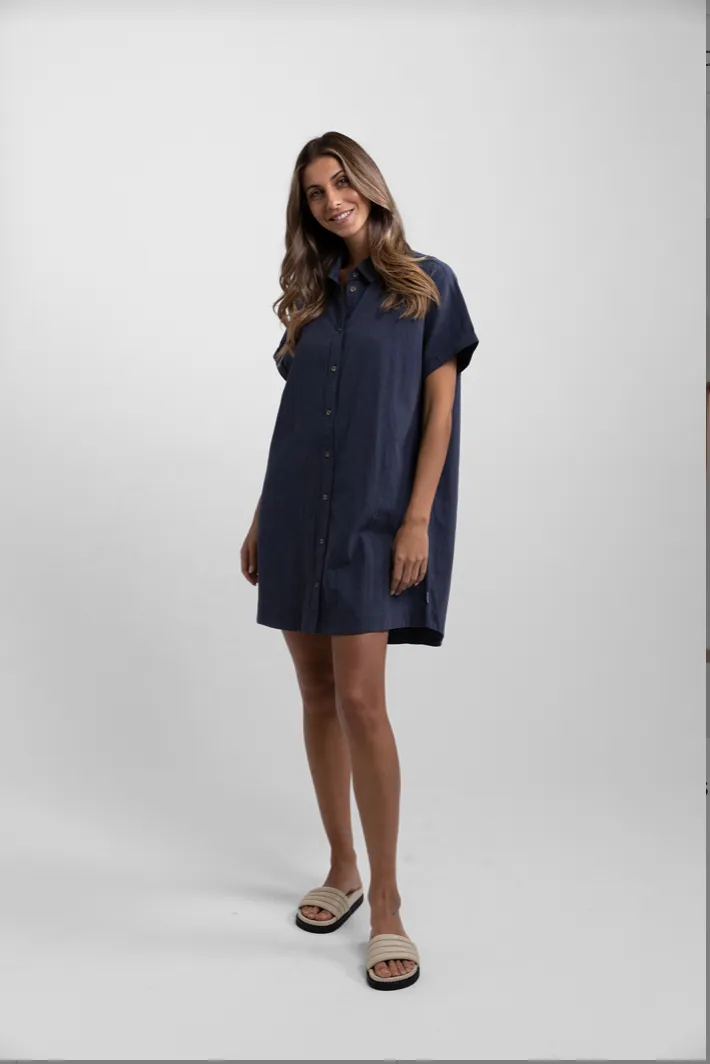 RHYTHM Classic Linen Shirt Dress