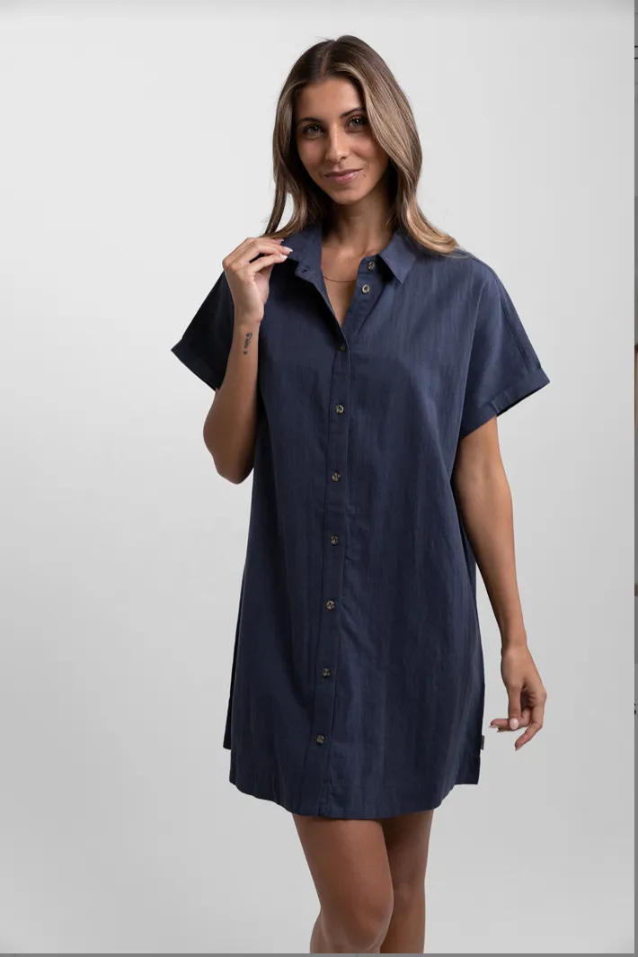 RHYTHM Classic Linen Shirt Dress