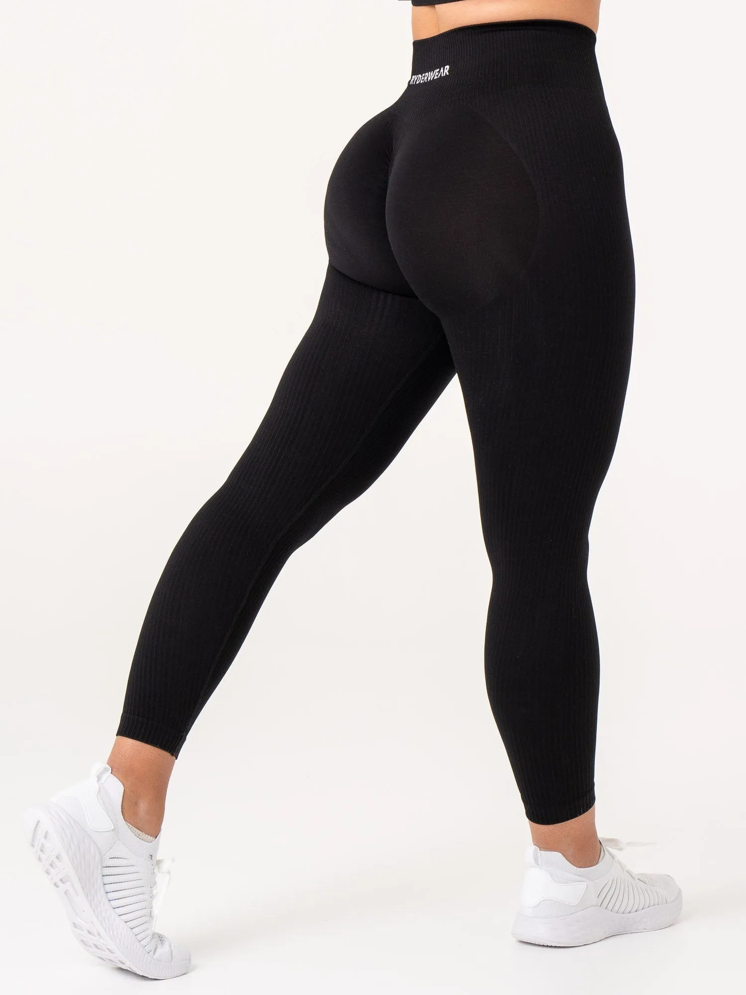 Rib Scrunch Seamless Leggings - Black