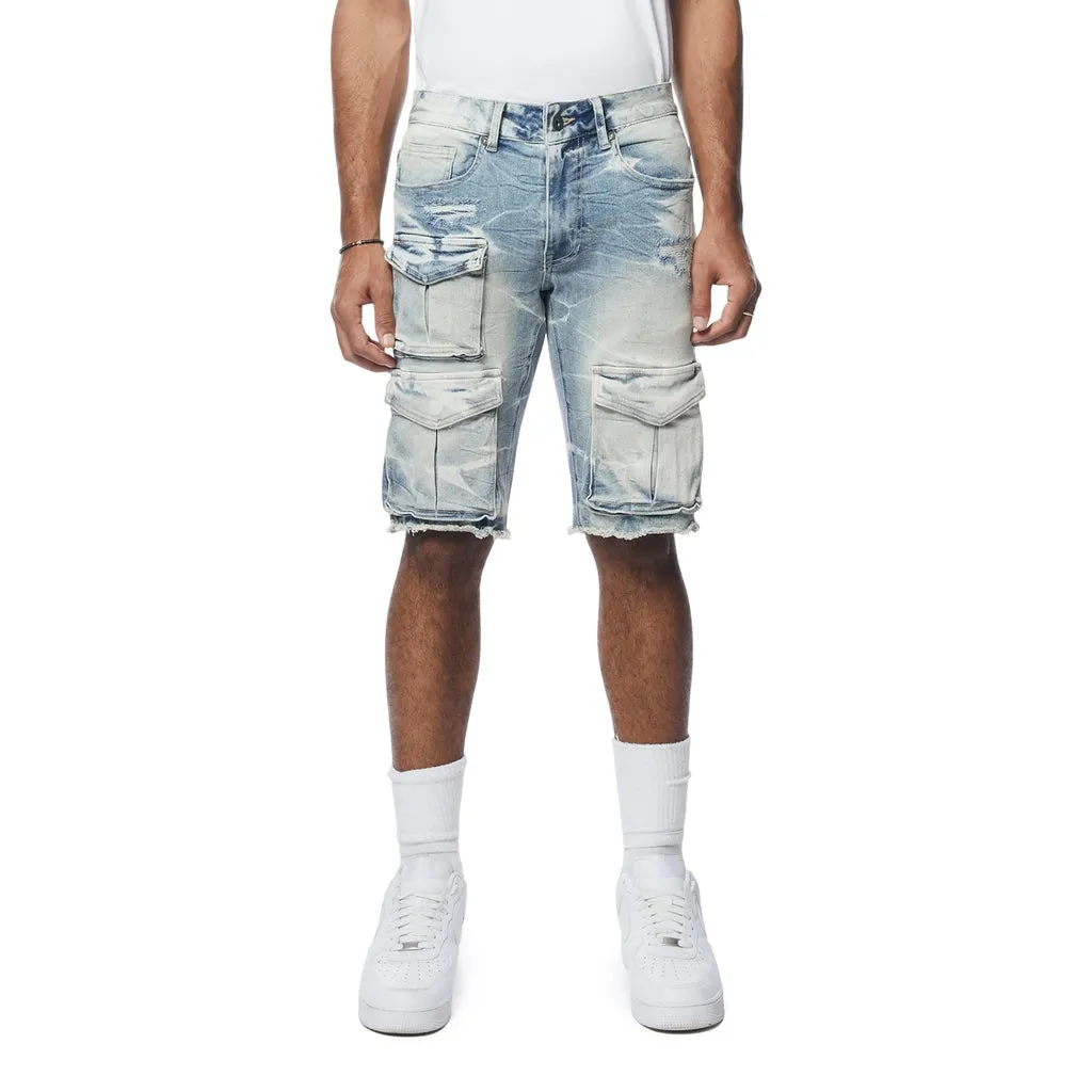 Rip & Repair Cargo Jean Shorts - Bergen Blue