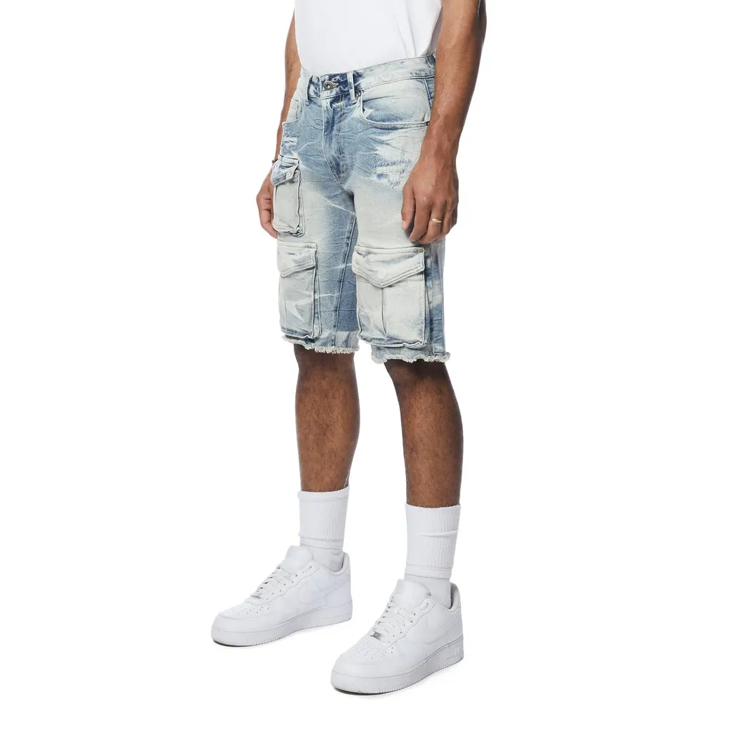 Rip & Repair Cargo Jean Shorts - Bergen Blue