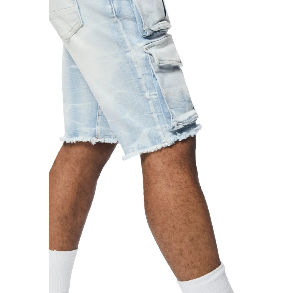 Rip & Repair Cargo Jean Shorts - Santorini Blue