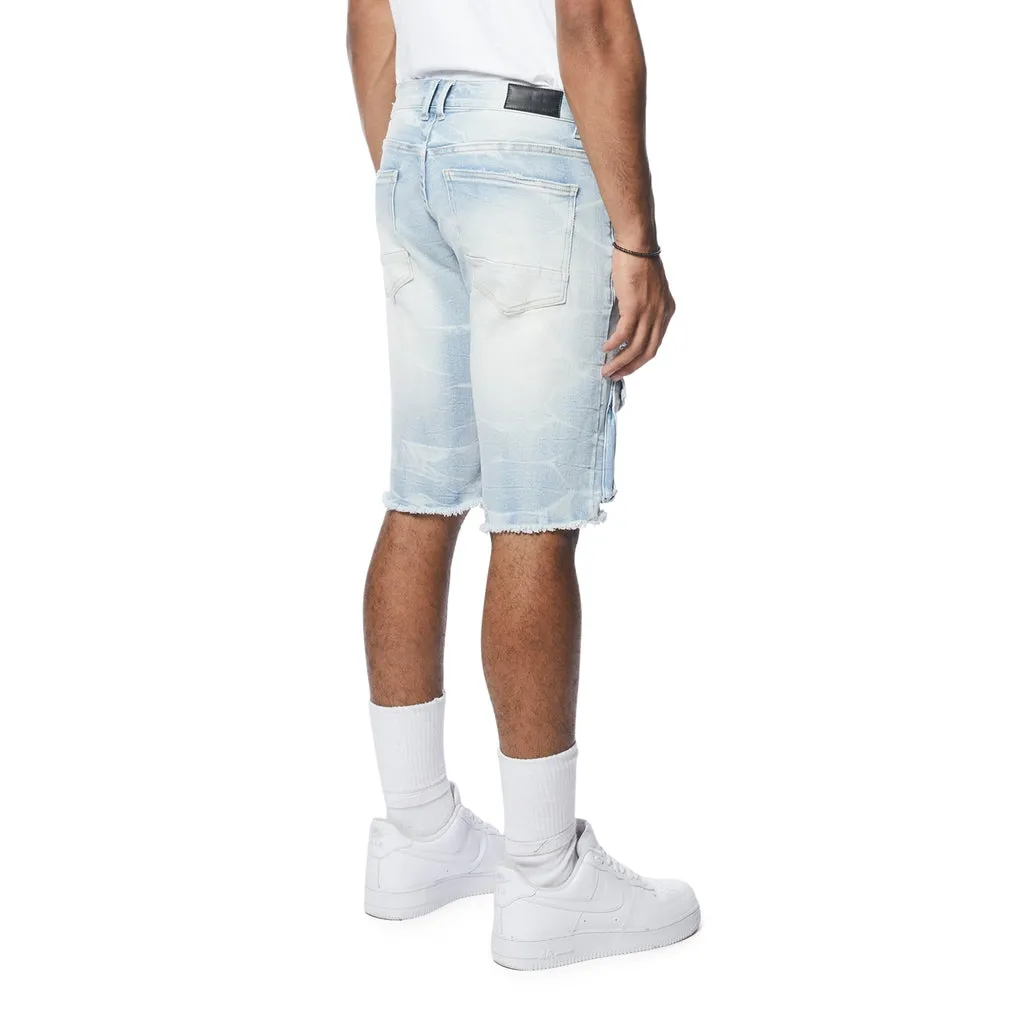 Rip & Repair Cargo Jean Shorts - Santorini Blue