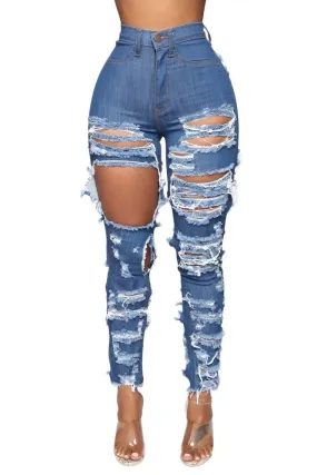 Ripped Torn Stretch Skinny Jeans