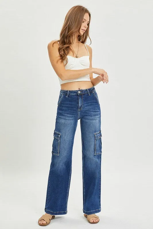 Risen Jeans - High Rise Wide Cargo Jeans - RDP5489