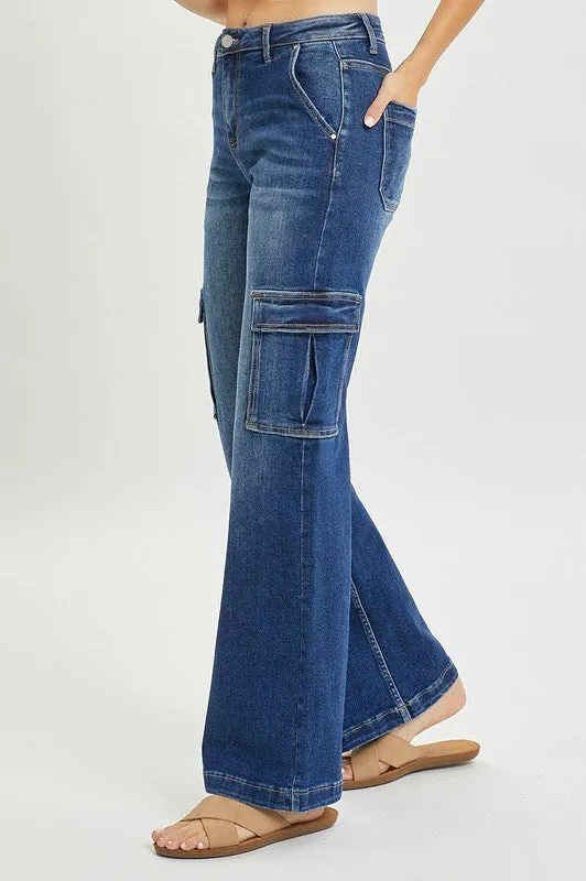 Risen Jeans - High Rise Wide Cargo Jeans - RDP5489