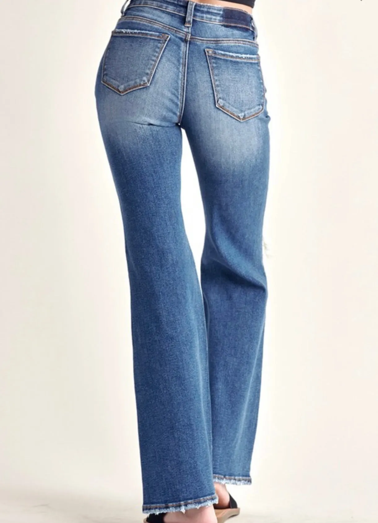 Risen Mid-Rise Flare Jeans