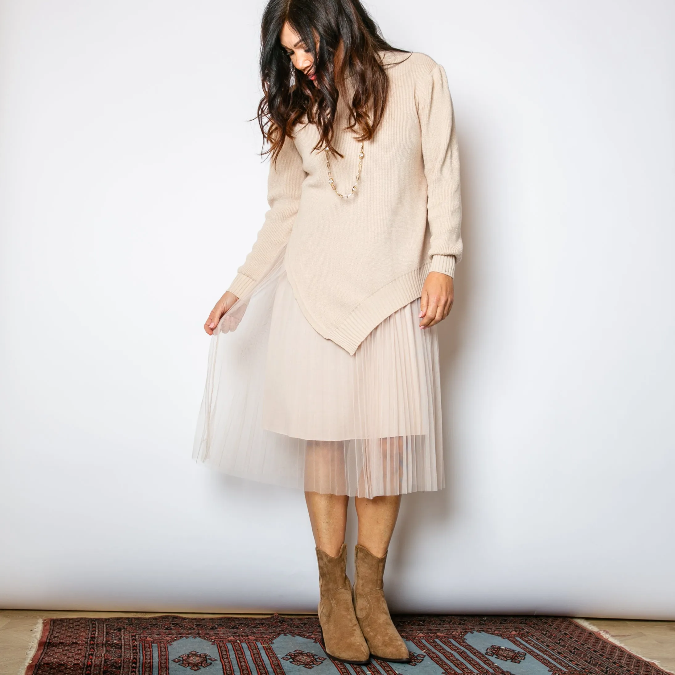 Roll Neck Layered Jumper Dress