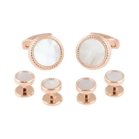 Rose Gold Mother Of Pearl Cufflinks And Studs