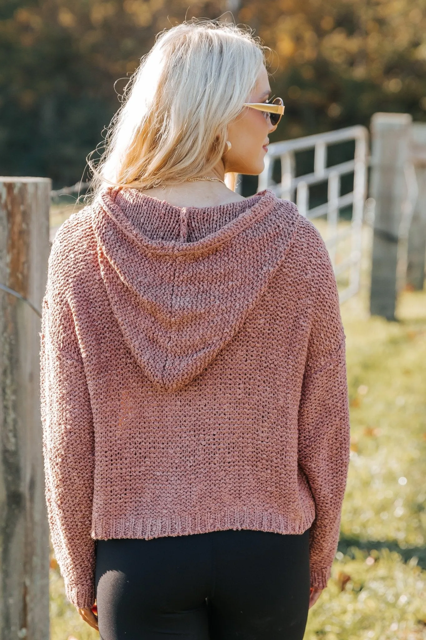 Rose Textured Hooded Sweater - FINAL SALE