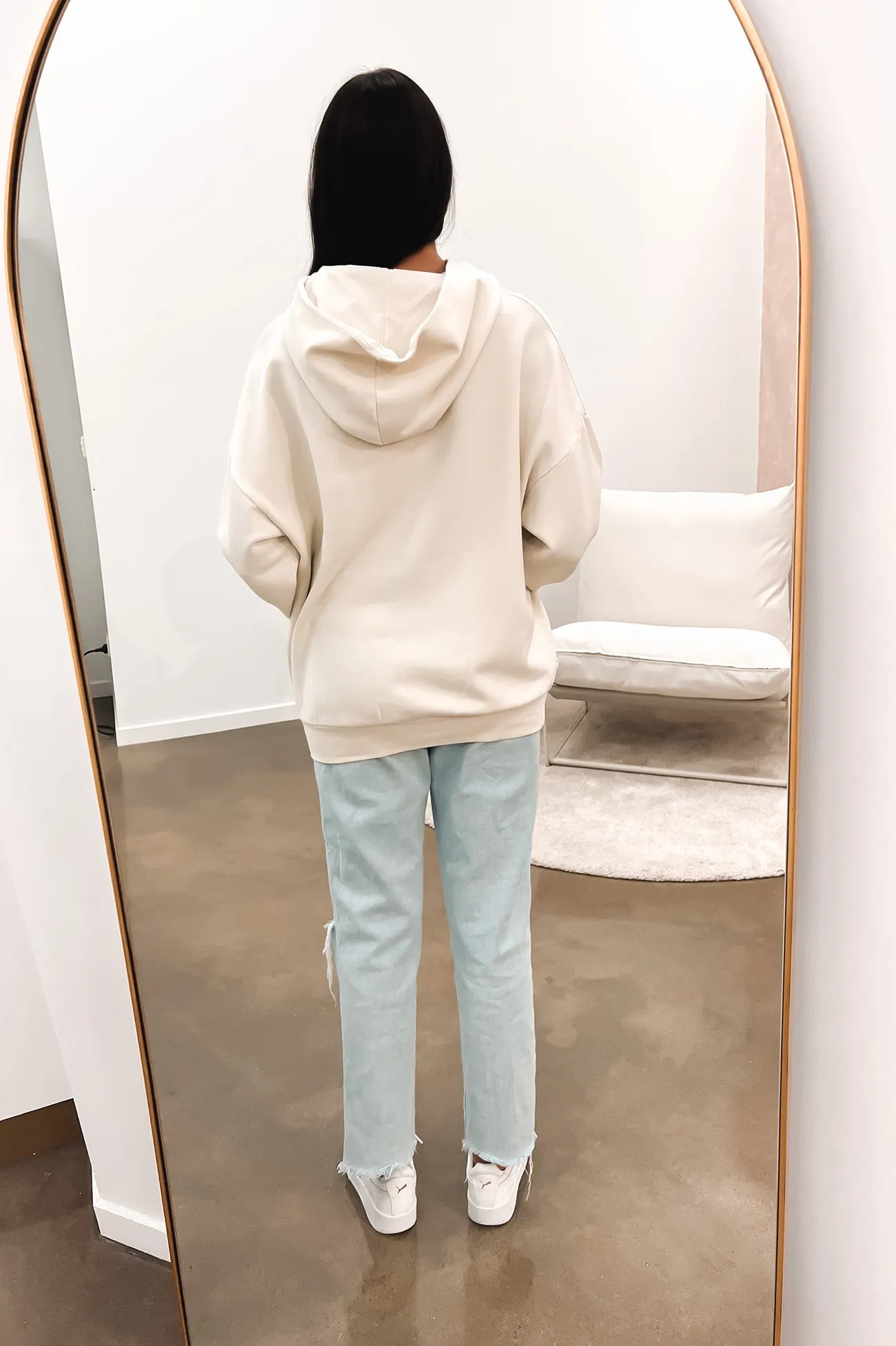 Rusty Boyfriend Hooded Fleece Off White