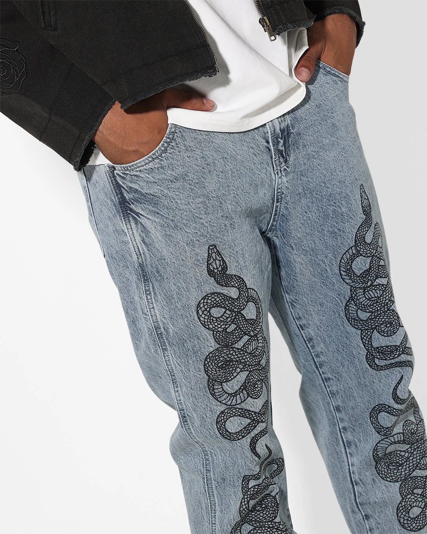 Saint Morta Death Adder Relaxed Jeans Stone Wash Blue