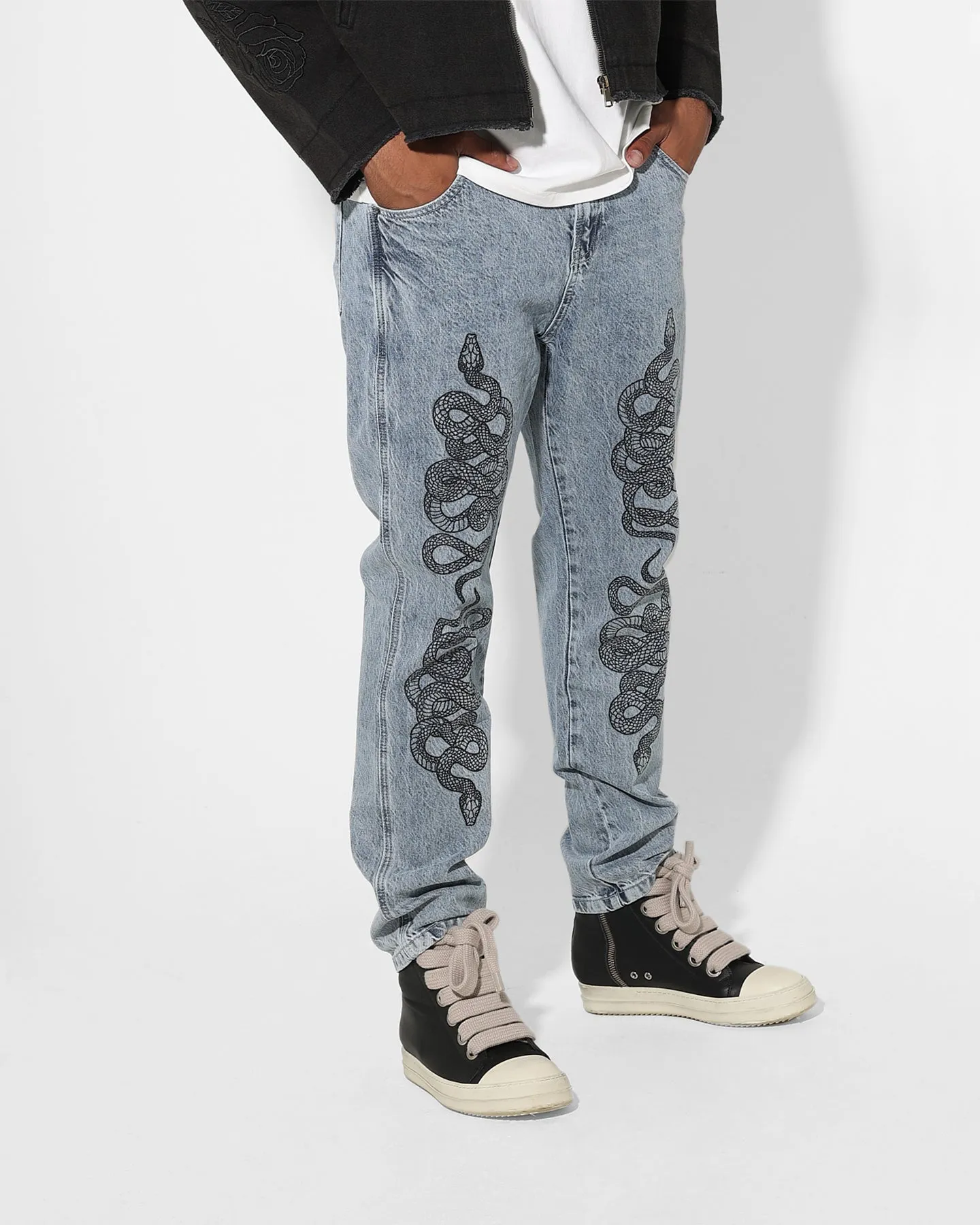 Saint Morta Death Adder Relaxed Jeans Stone Wash Blue