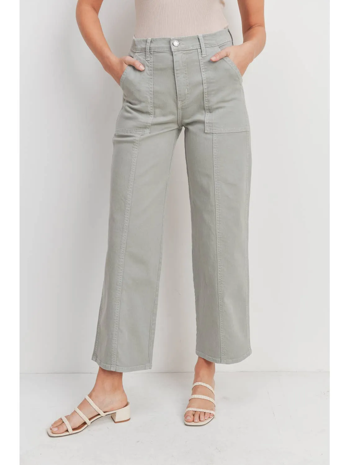 Seamed Utility Straight Jeans