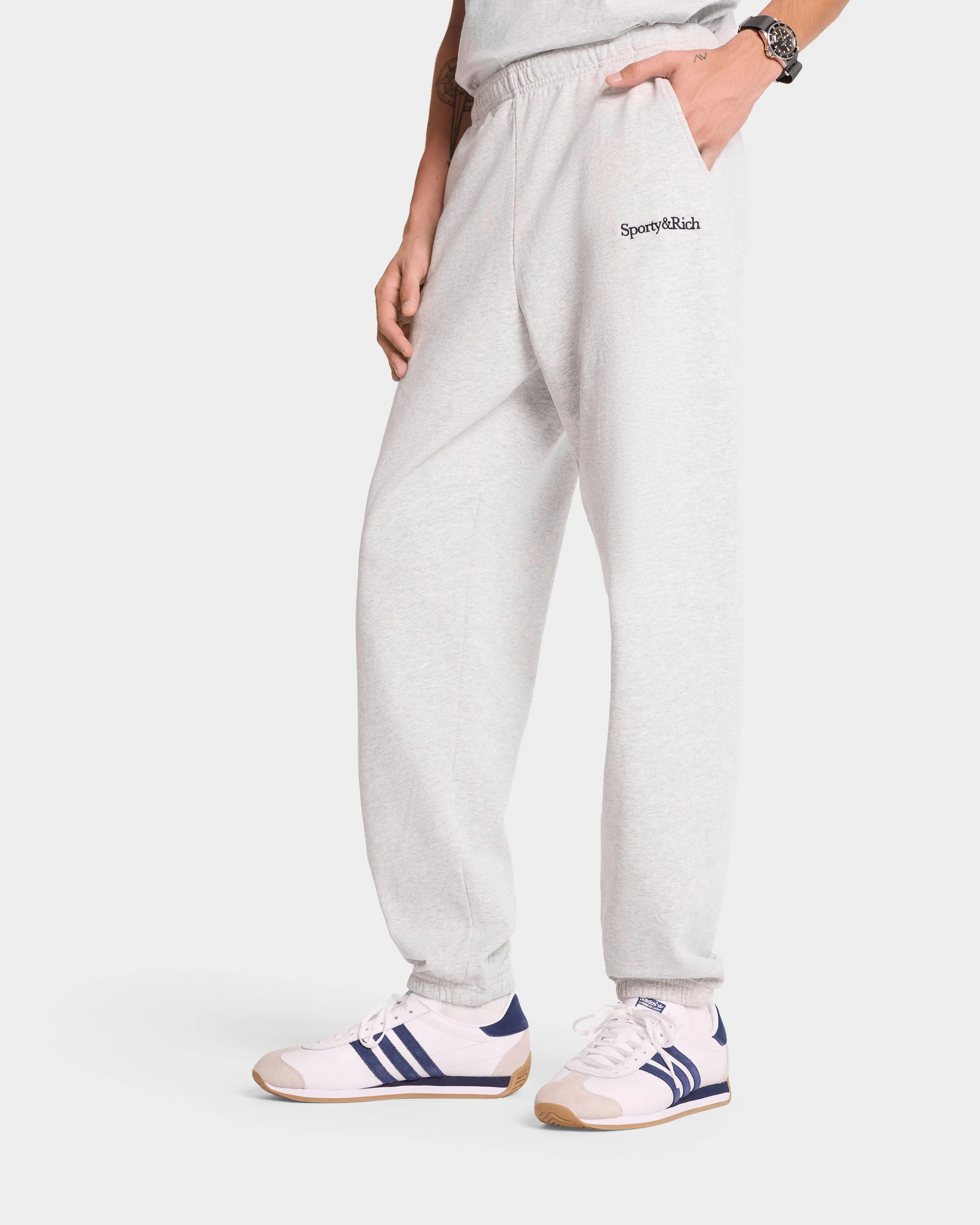 Serif Logo Sweatpant - Heather Gray/Navy