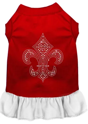 Silver Fleur De Lis Rhinestone Dress Red With White Med (12)