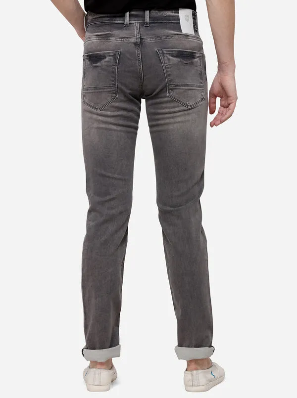 Silver Grey Slim Fit Solid Jeans | JadeBlue