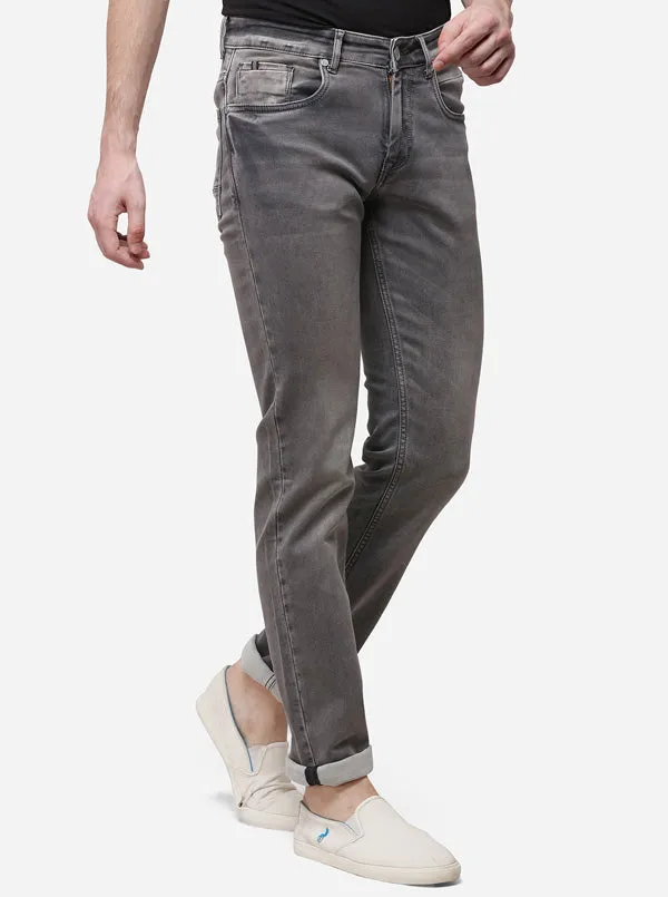 Silver Grey Slim Fit Solid Jeans | JadeBlue