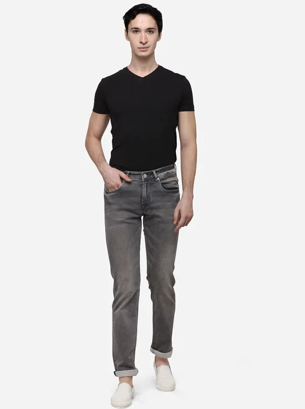 Silver Grey Slim Fit Solid Jeans | JadeBlue