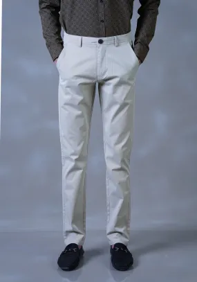 Slim Fit Cream Chino Pants