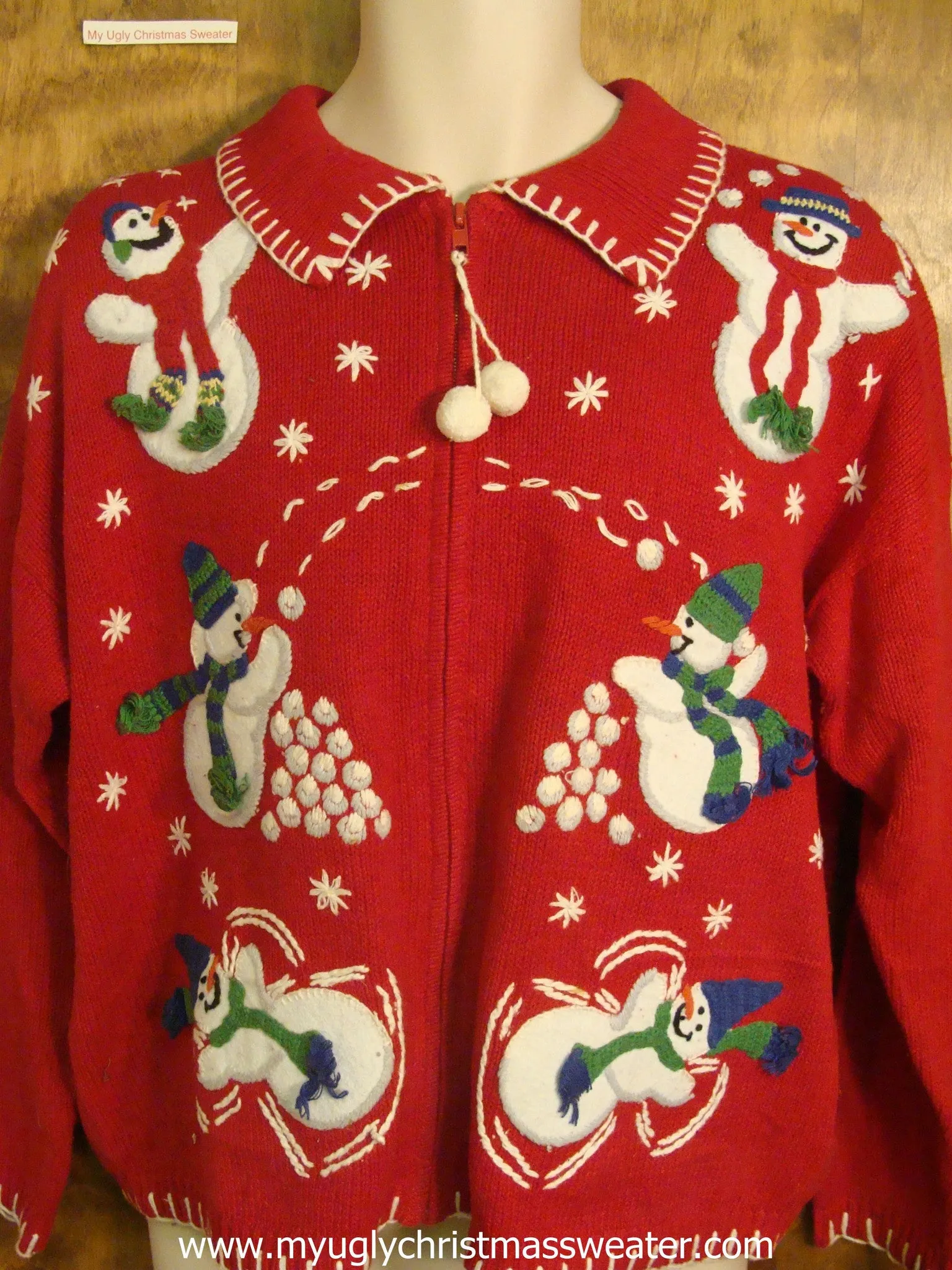 Snowman Snowball Fight Ugly Christmas Sweater