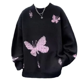 Soft Boy Butterfly Embroidery Sweater