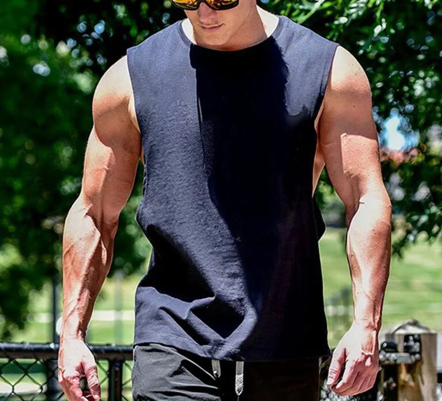 Solid Color Waistcoat Fitness Men's Tops