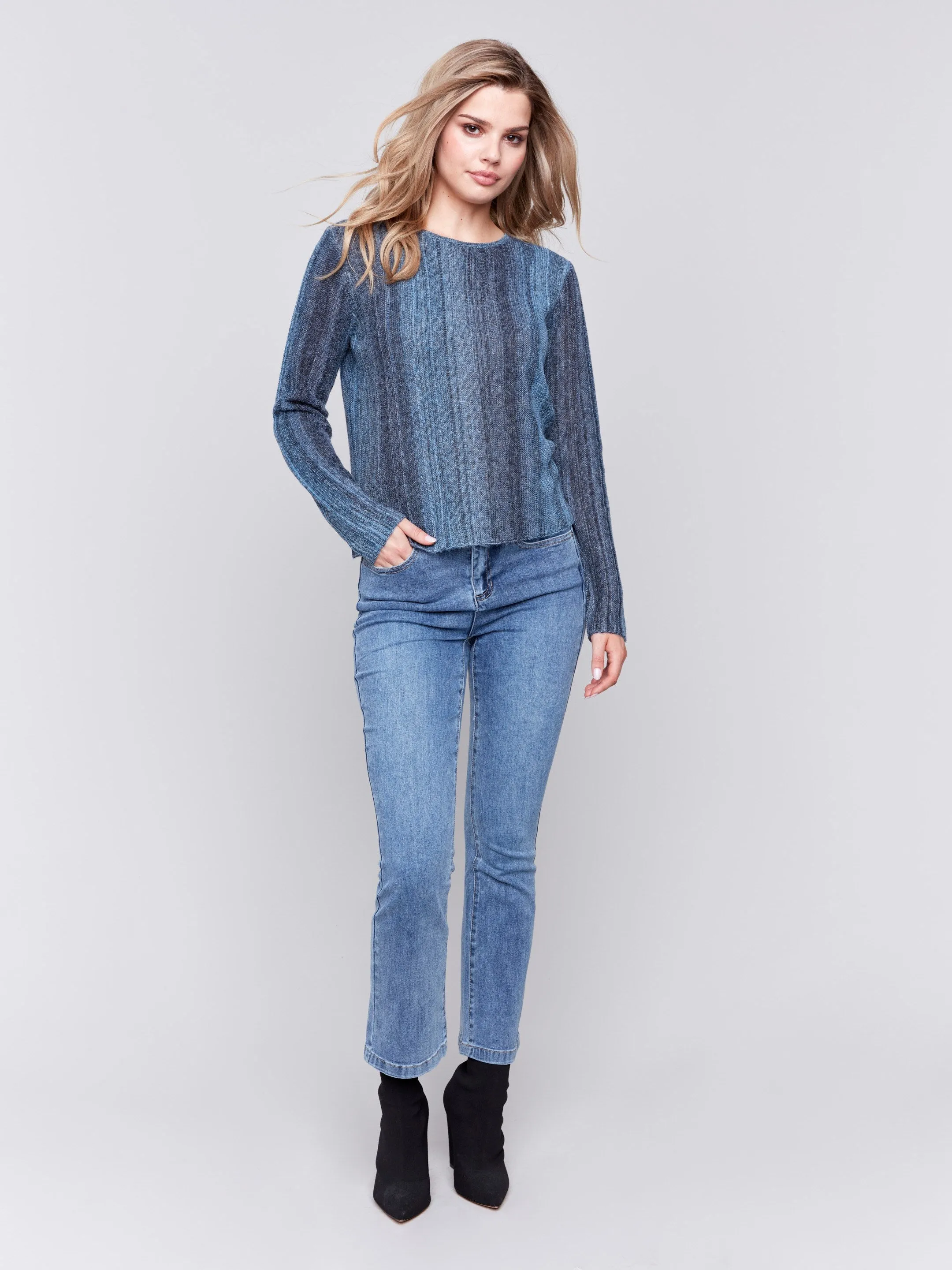 Space Dye Yarn Sweater - Denim