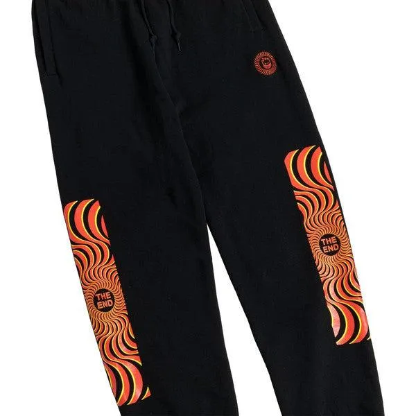 Spitfire Classic Swirl Embroidery Overlay Sweatpants Black - Orange - Yellow