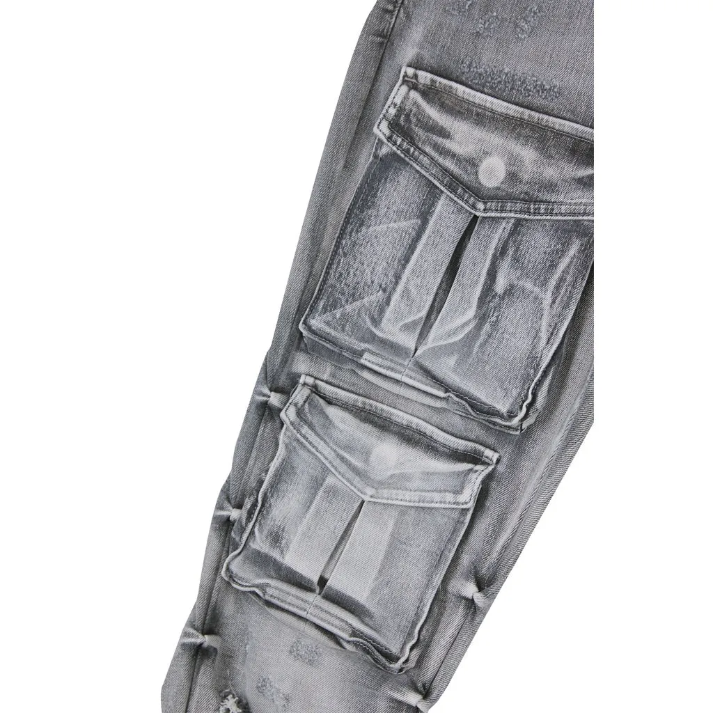 Stacked Utility Jeans - Union Grey