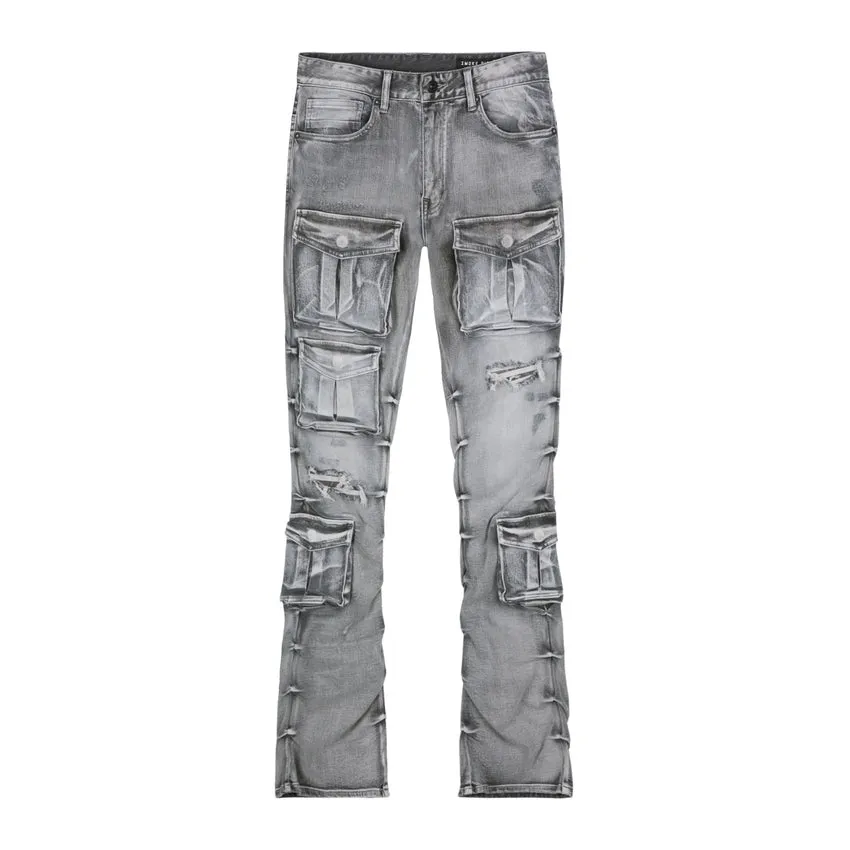 Stacked Utility Jeans - Union Grey