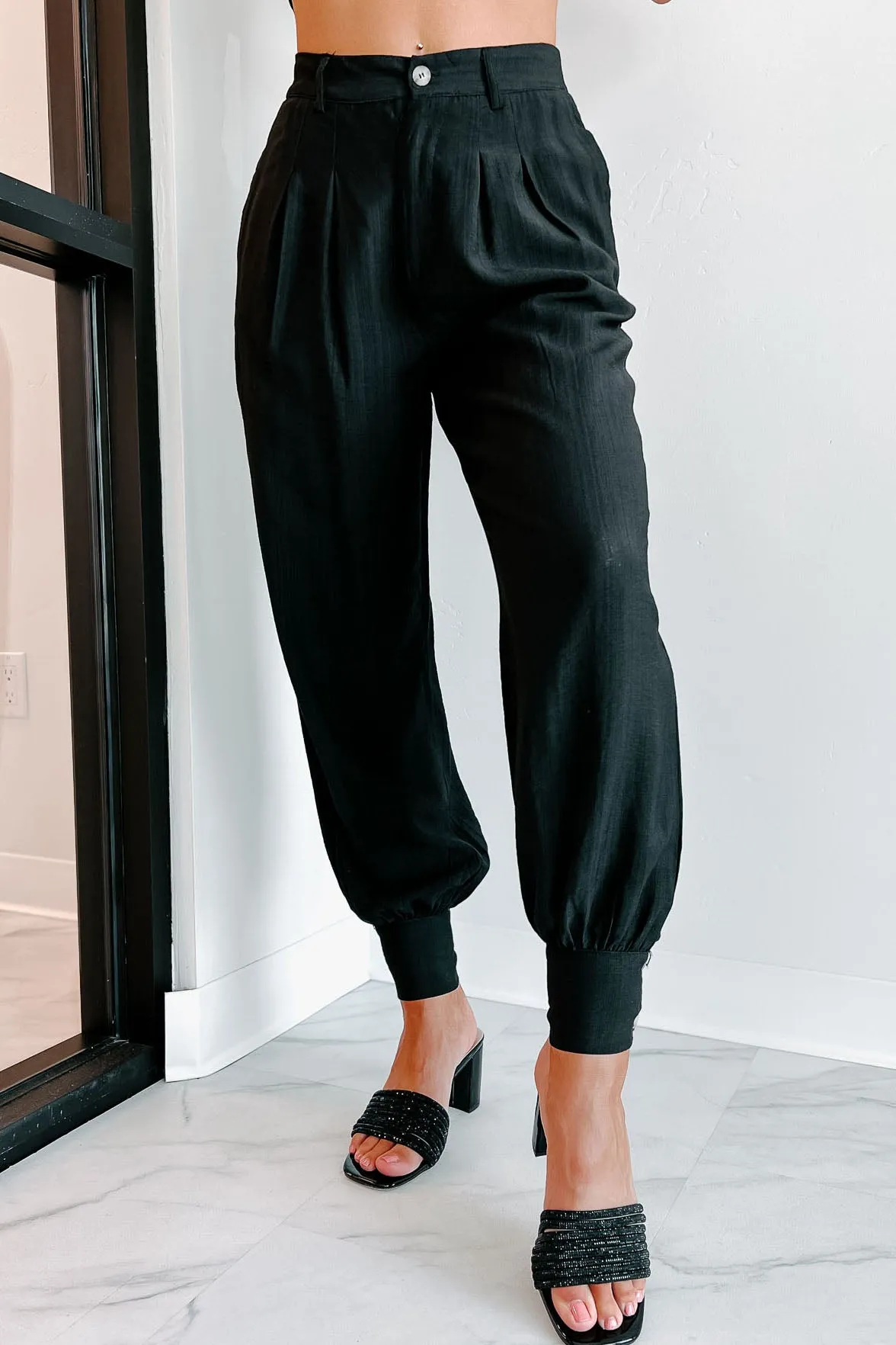 State Of Success Linen Joggers (Black)