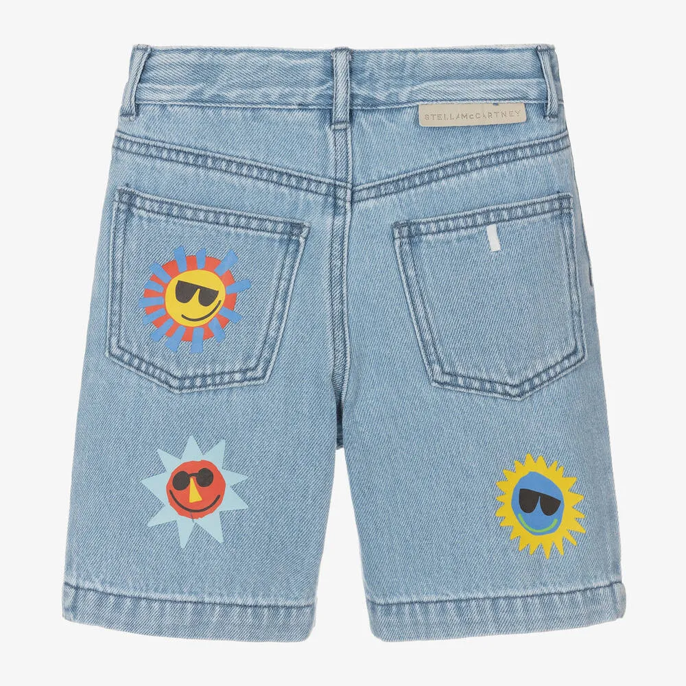 Stella McCartney Boys Sunshine Print Denim Shorts