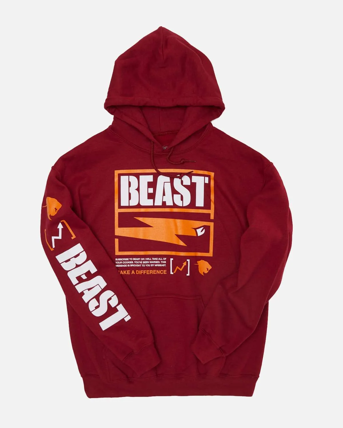 'Stencil Beast' Pullover Hoodie - Maroon