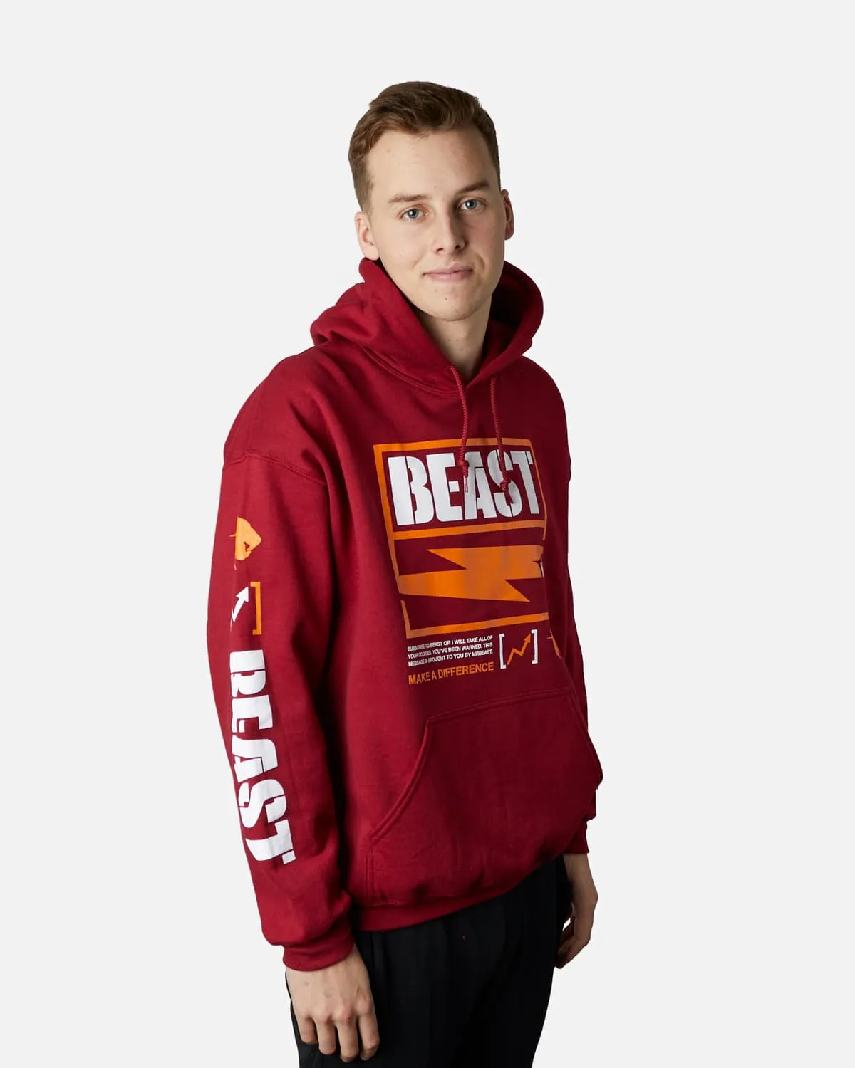 'Stencil Beast' Pullover Hoodie - Maroon